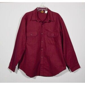 Vintage Woolrich Classic 1371 Burgundy Chamois Flannel Button Up Shirt Sz XL